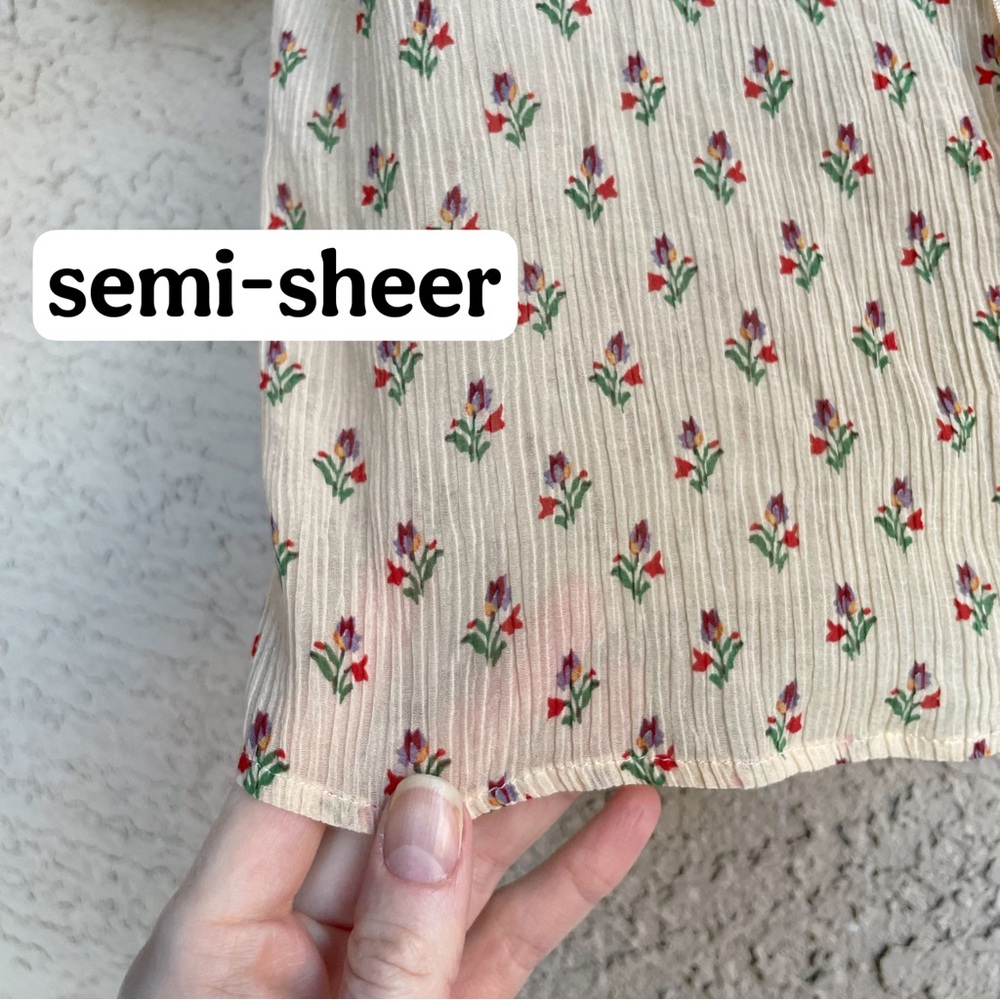 Sezane Floral Ruffle Blouse - Cream and Pink - Picture 9 of 16